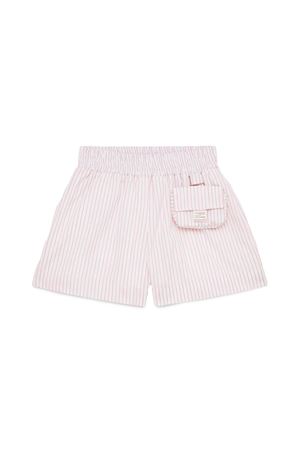 Shorts junior in popeline di cotone bianco e rosa FENDI KIDS | JFF358ATRDF1QYC